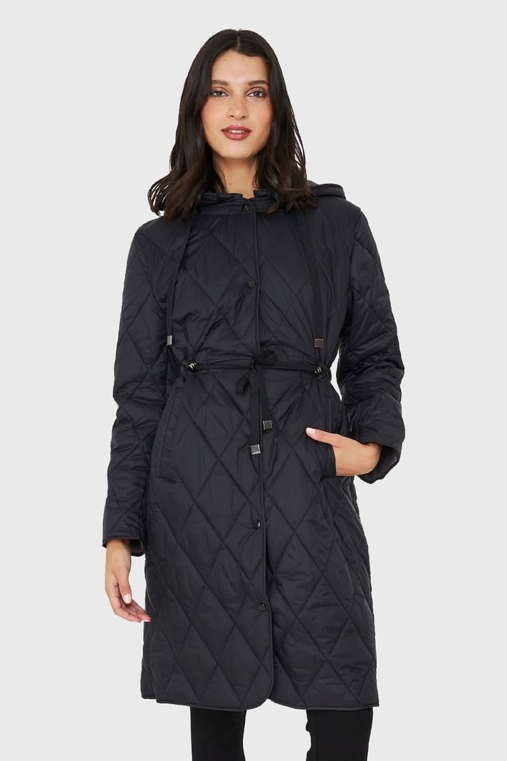 Parka Larga Quilt Cintura Ajustable Negro Nicopoly-0