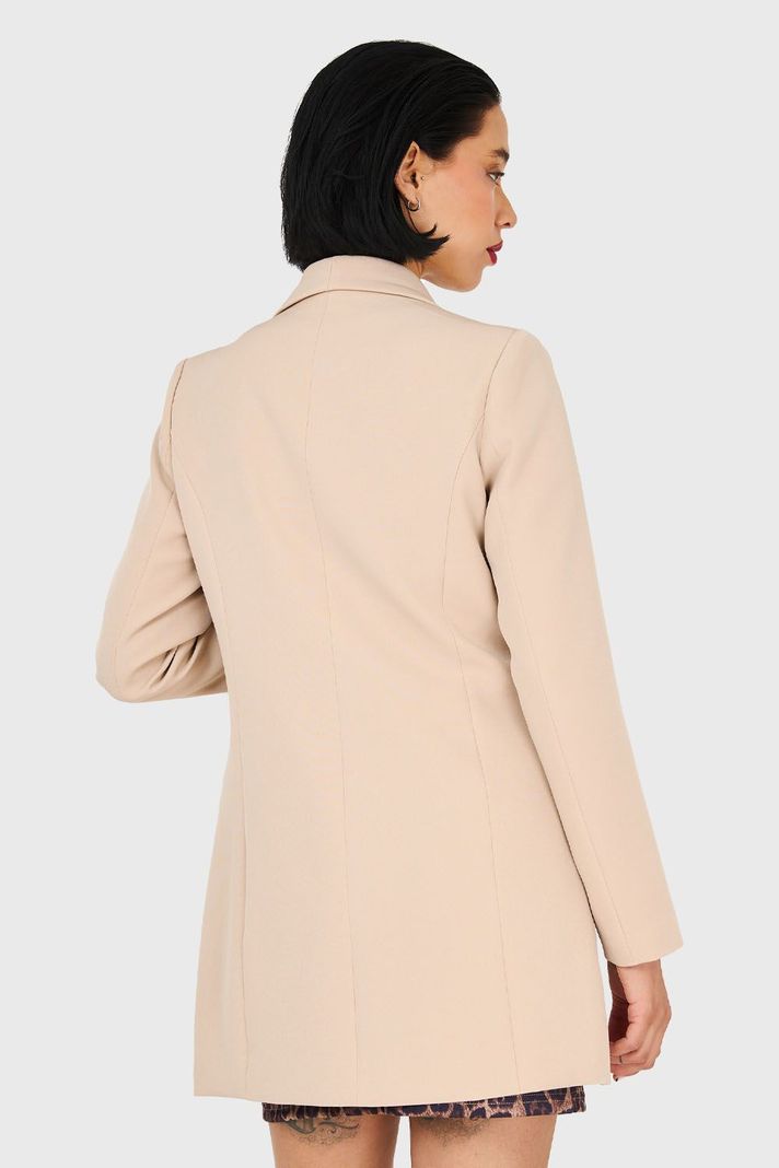 Blazer Largo Cuello Cruzado Khaki Nicopoly-3