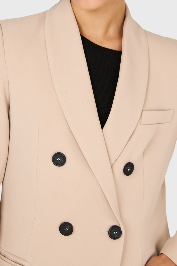 Blazer Largo Cuello Cruzado Khaki Nicopoly-5
