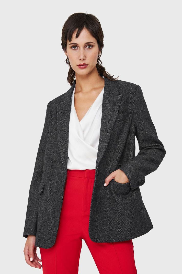 Blazer Patrón Espiga Grafito Nicopoly-0