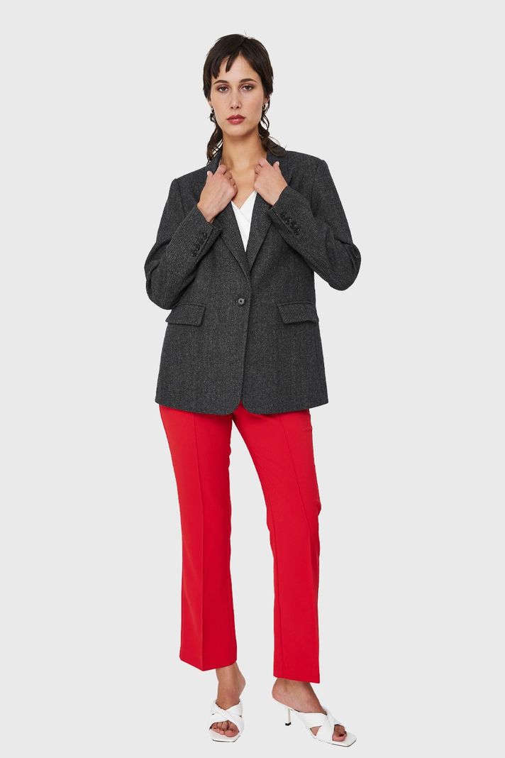 Blazer Patrón Espiga Grafito Nicopoly-1