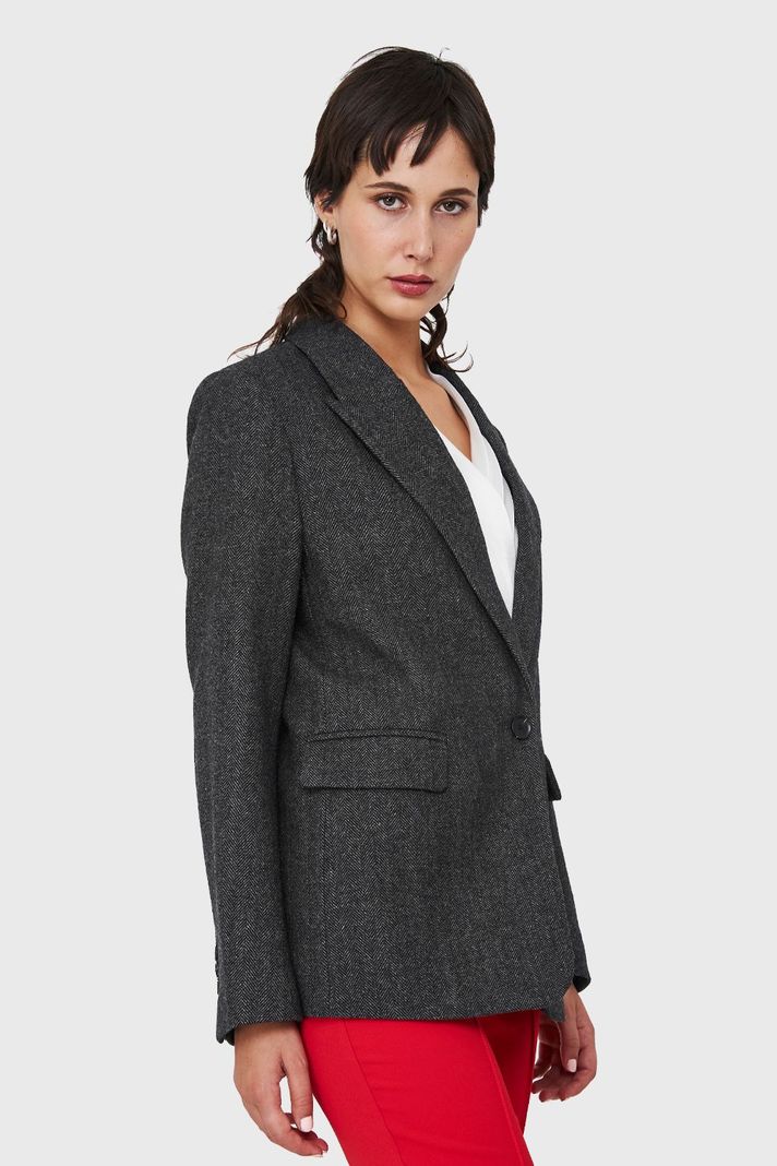 Blazer Patrón Espiga Grafito Nicopoly-2