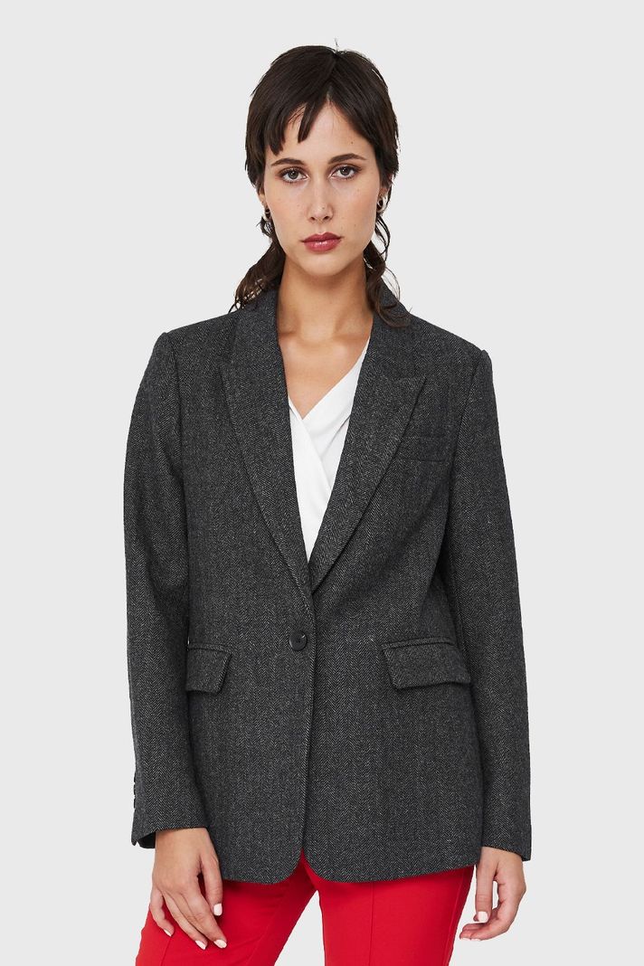 Blazer Patrón Espiga Grafito Nicopoly-4