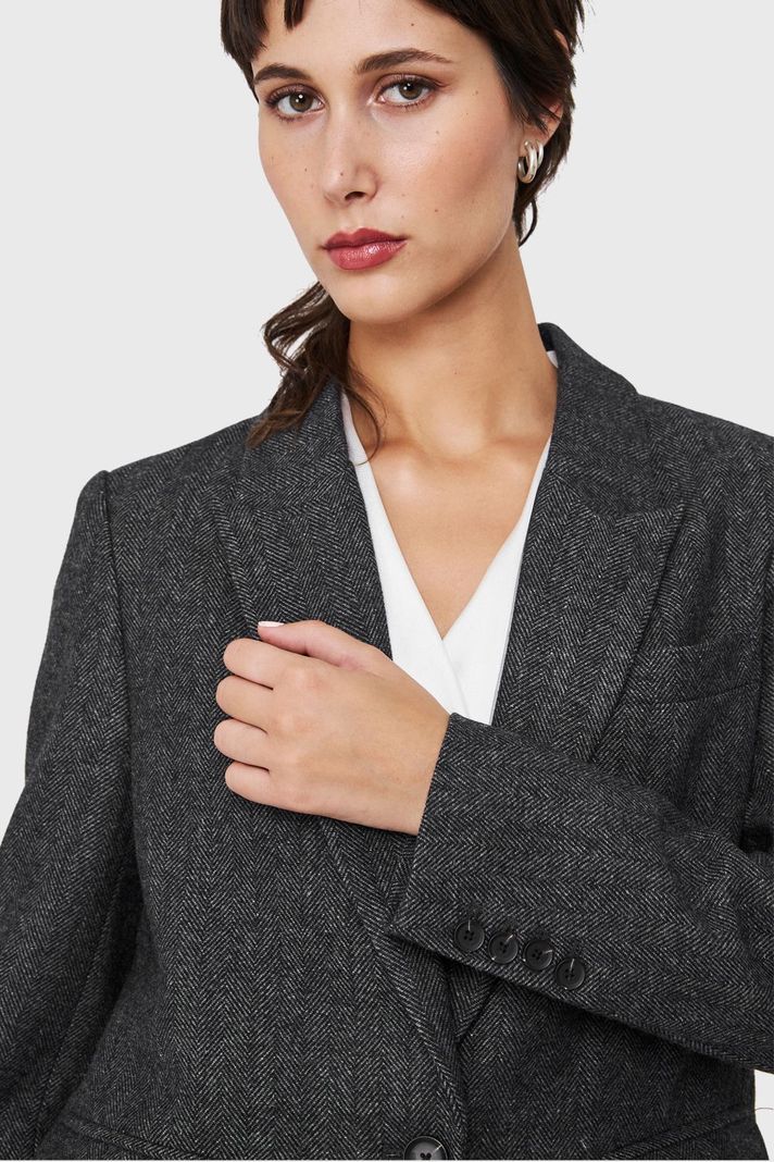 Blazer Patrón Espiga Grafito Nicopoly-5
