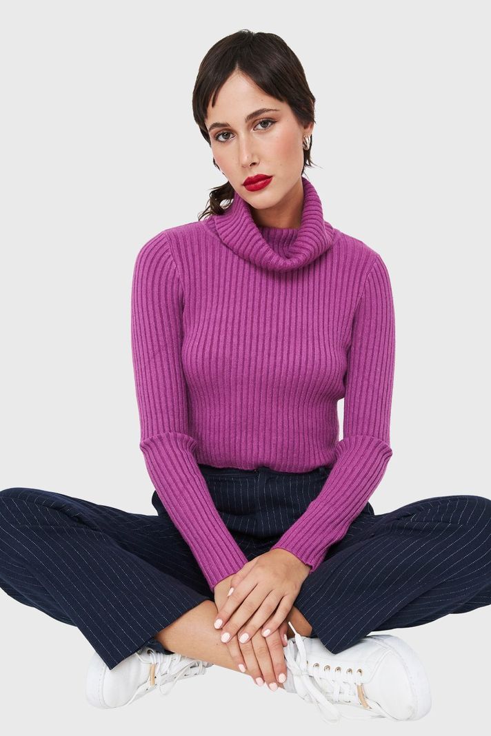Sweater Crop Cuello Tortuga Magenta Nicopoly-0