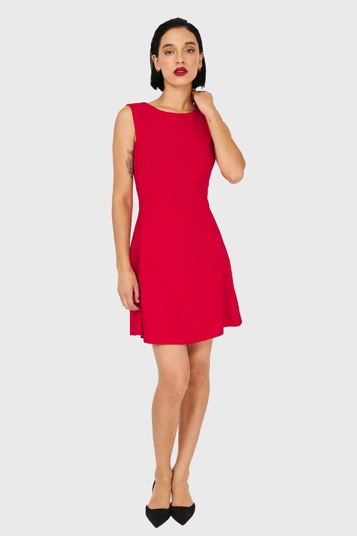 Vestido Corto Sin Mangas Rojo Nicopoly-1