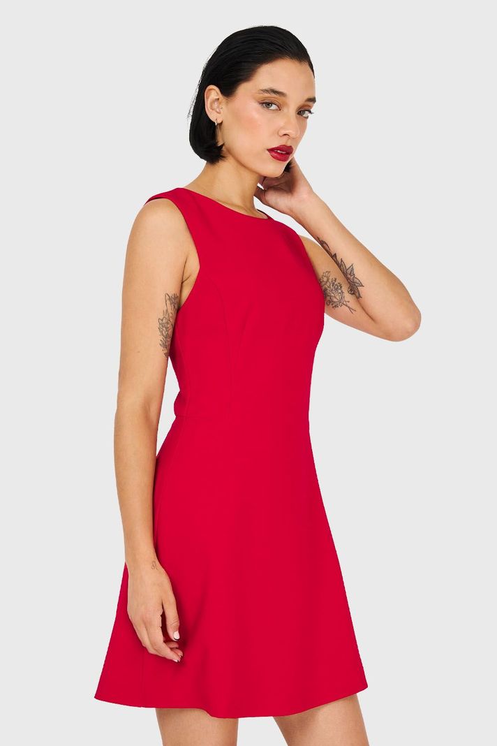 Vestido Corto Sin Mangas Rojo Nicopoly-2