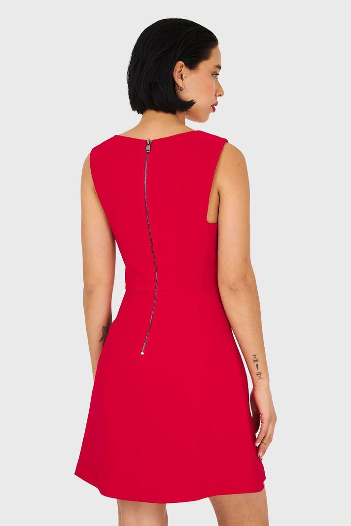 Vestido Corto Sin Mangas Rojo Nicopoly-3