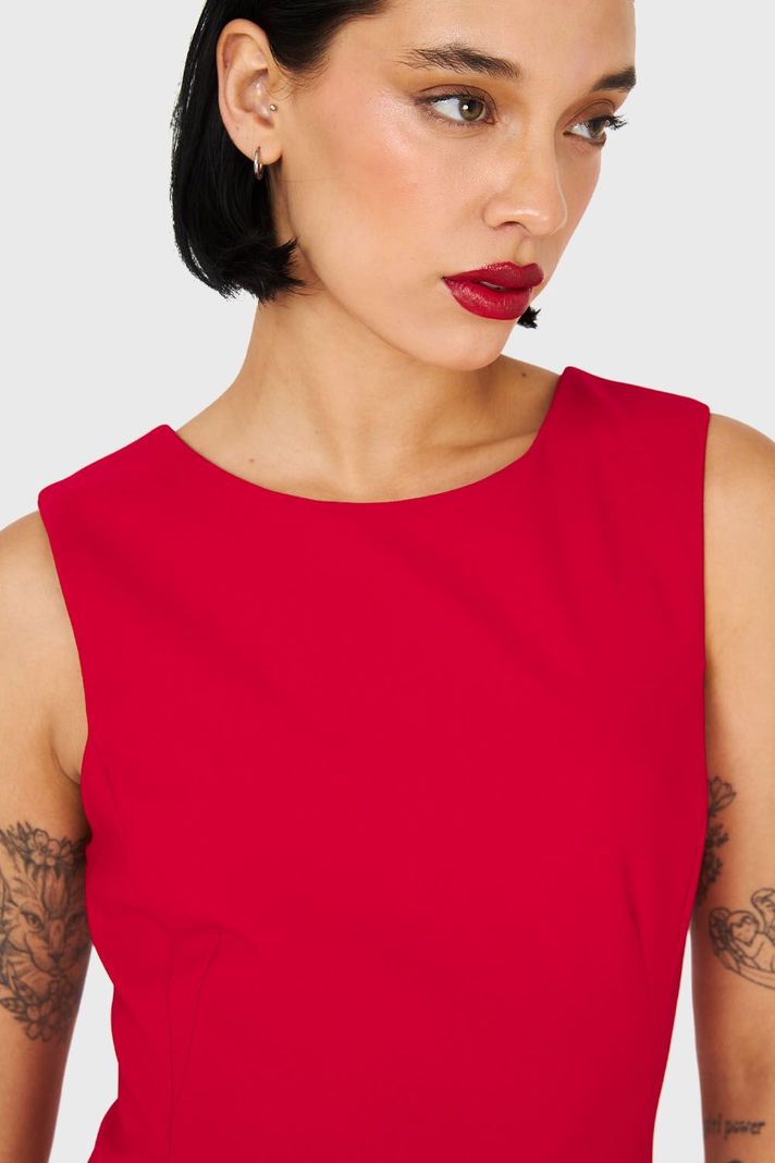 Vestido Corto Sin Mangas Rojo Nicopoly-5