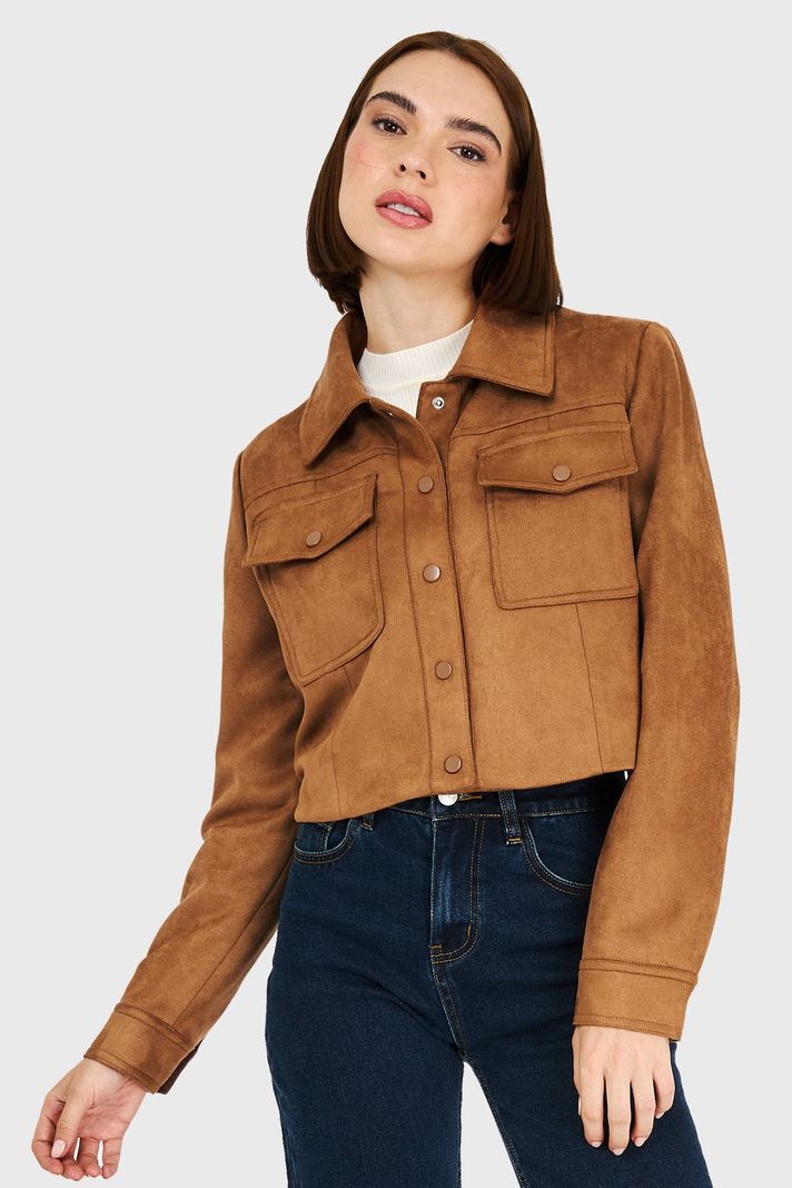 Chaqueta Corta Tipo Gamuza Camel Nicopoly-4
