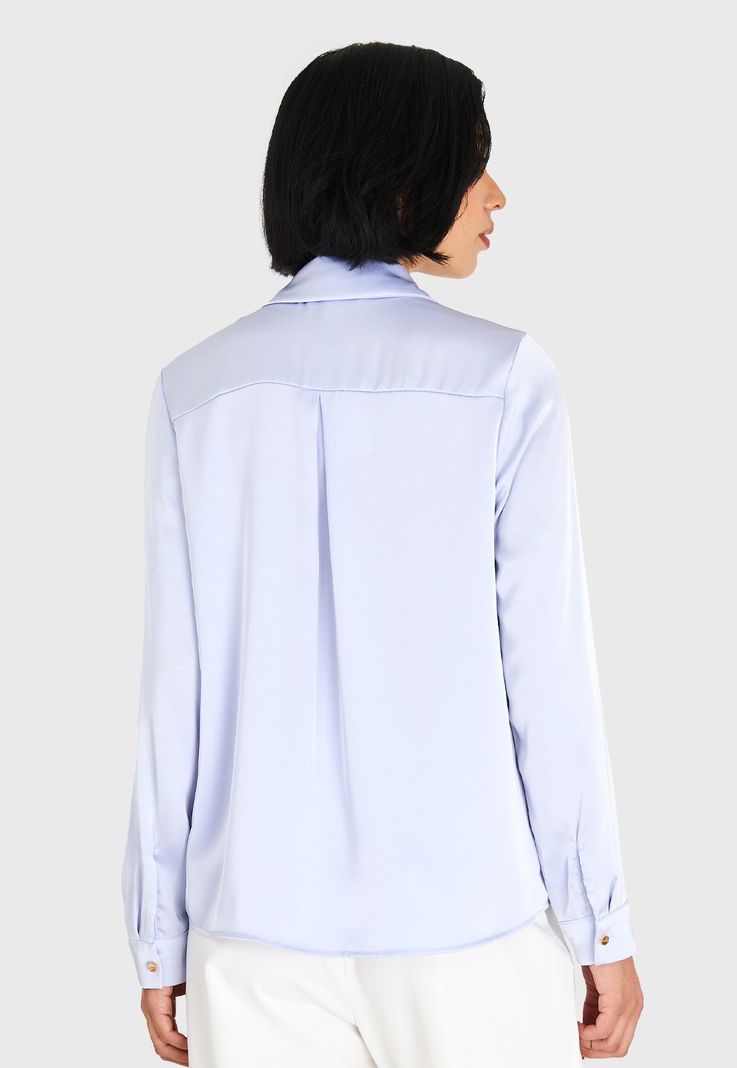 Camisa Básica Tipo Satín Celeste Nicopoly-3