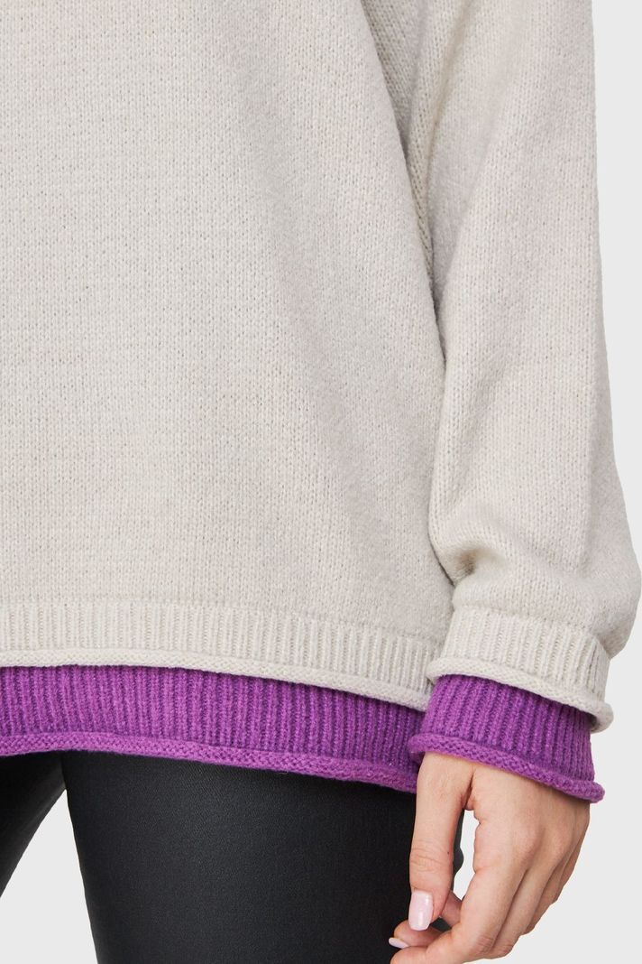 Sweater Holgado Efecto Doble Prenda Blanco Nicopoly-5