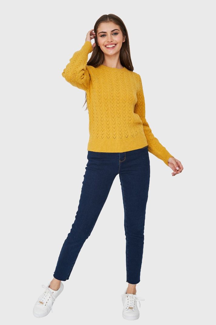 Sweater Punto Fantasía Lurex Mostaza Nicopoly-1
