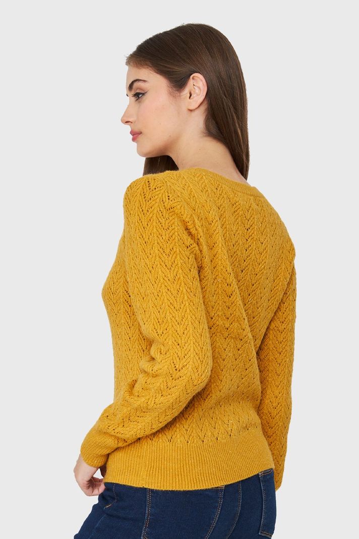 Sweater Punto Fantasía Lurex Mostaza Nicopoly-3