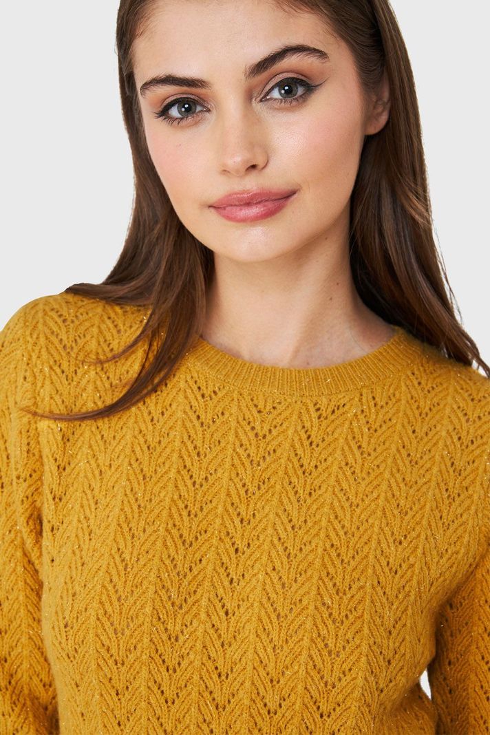 Sweater Punto Fantasía Lurex Mostaza Nicopoly-5