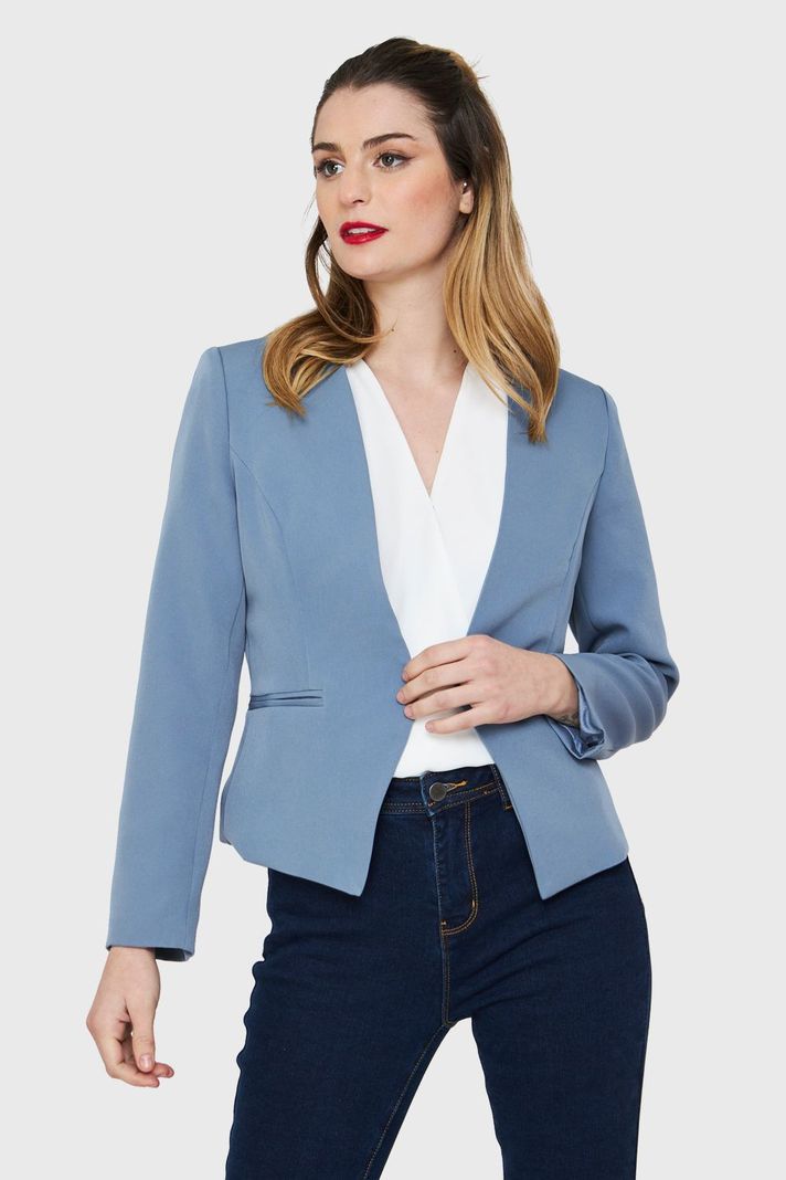 Blazer Entallado Clásico Celeste Nicopoly-0