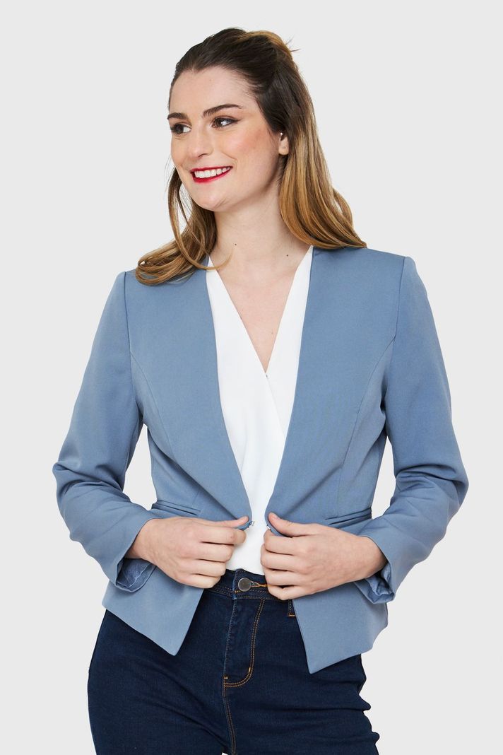 Blazer Entallado Clásico Celeste Nicopoly-4