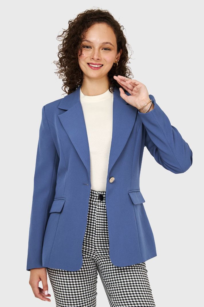 Blazer Un Botón Azul Acero Nicopoly-0