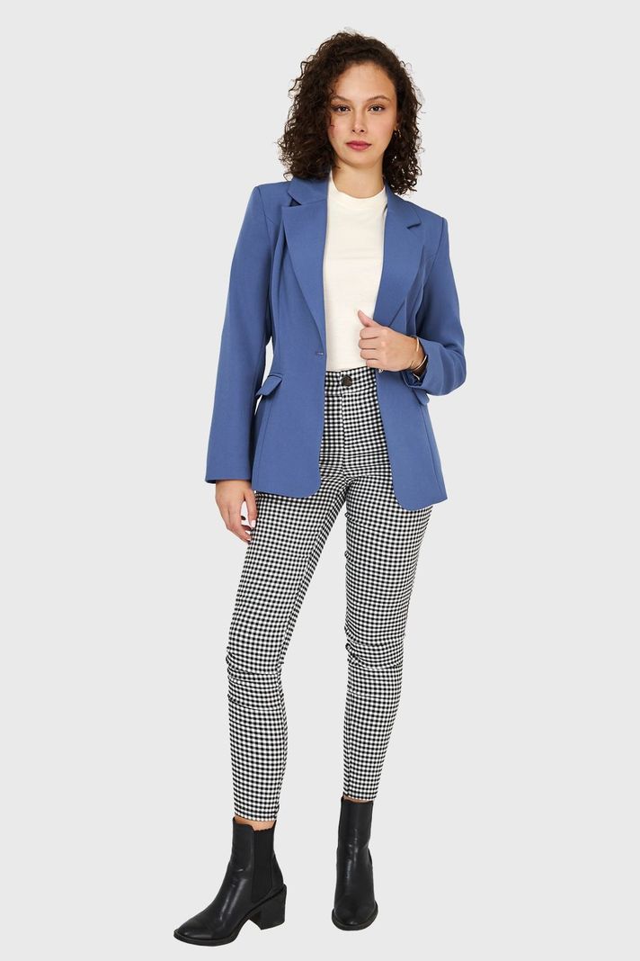 Blazer Un Botón Azul Acero Nicopoly-1