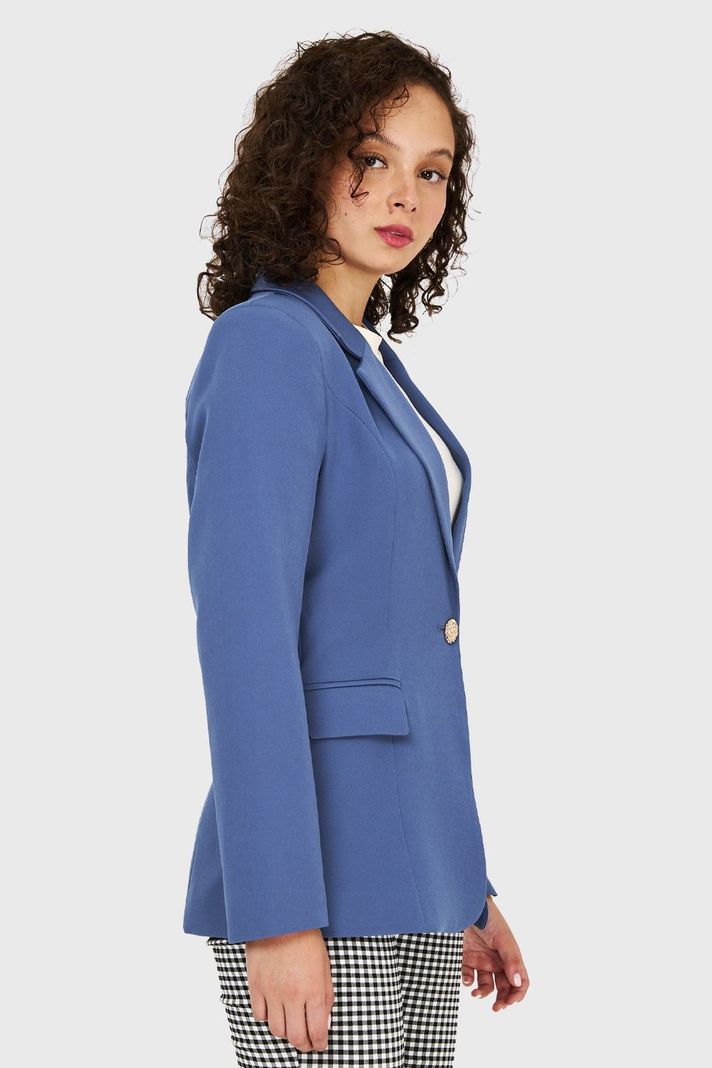 Blazer Un Botón Azul Acero Nicopoly-2