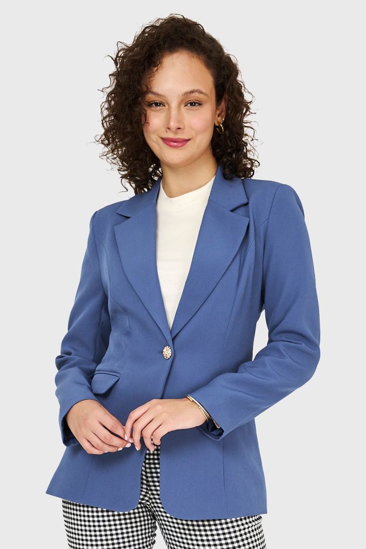Blazer Un Botón Azul Acero Nicopoly-4