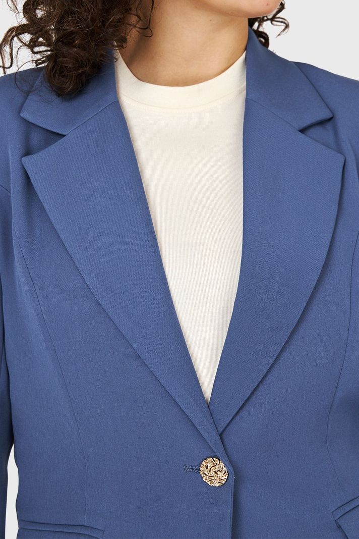 Blazer Un Botón Azul Acero Nicopoly-5