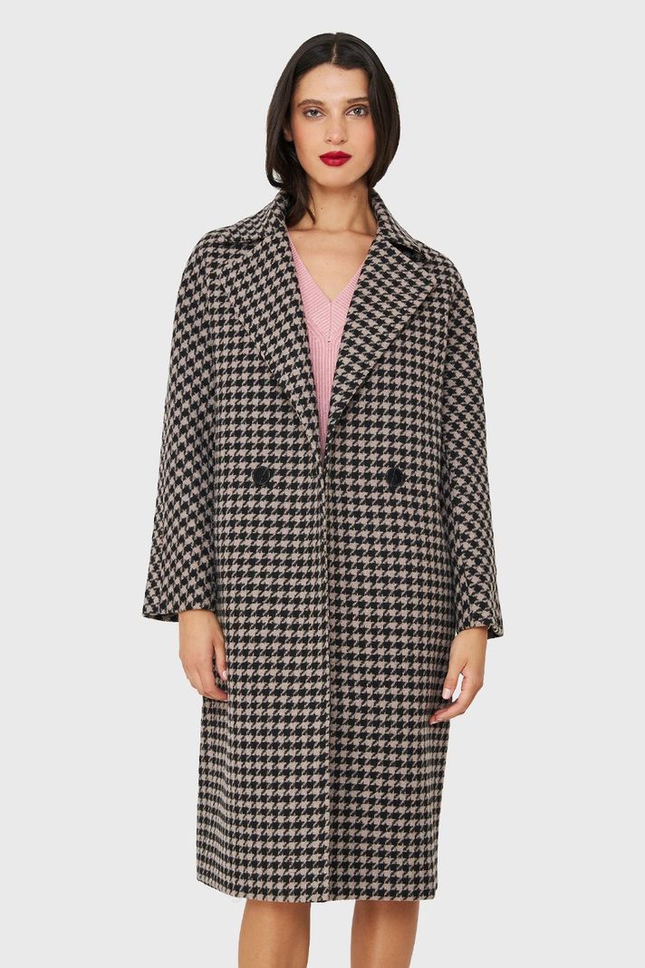 Abrigo Oversize Pied De Poule Khaki Nicopoly-0