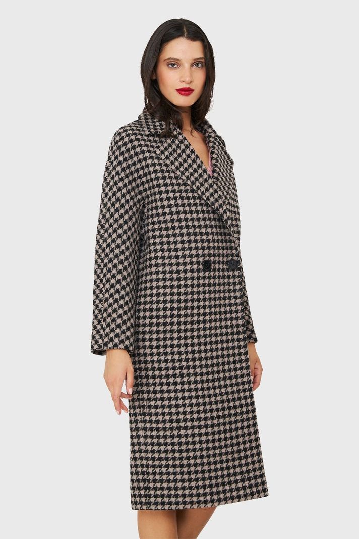 Abrigo Oversize Pied De Poule Khaki Nicopoly-2