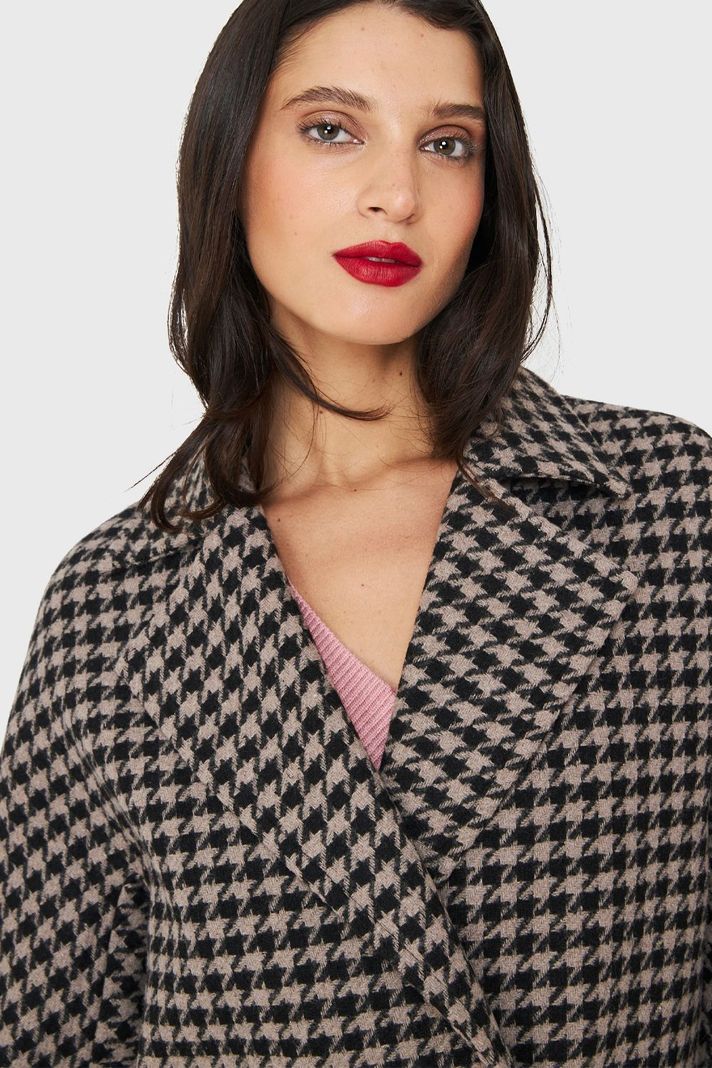Abrigo Oversize Pied De Poule Khaki Nicopoly-5