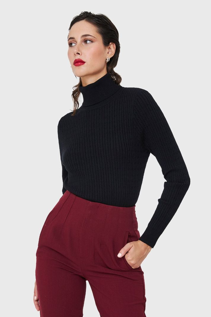 Sweater Tipo Cadenetas Negro Nicopoly-0