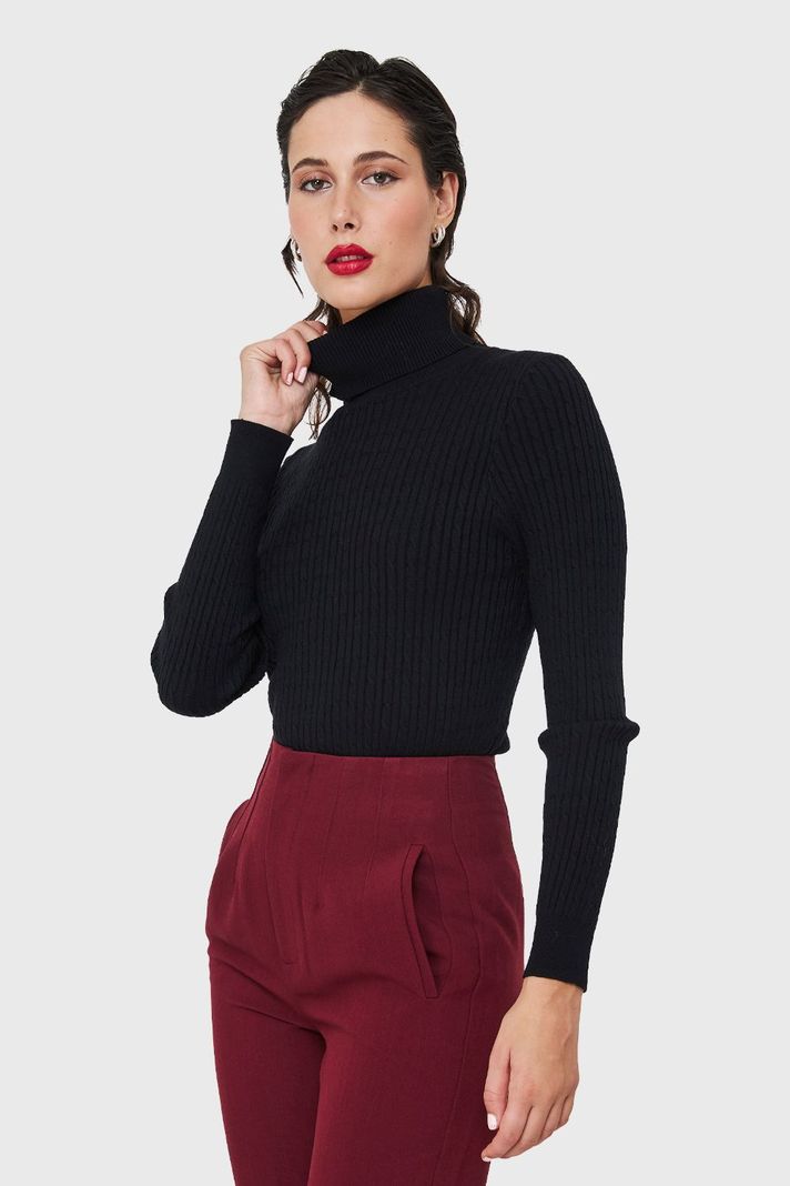 Sweater Tipo Cadenetas Negro Nicopoly-2