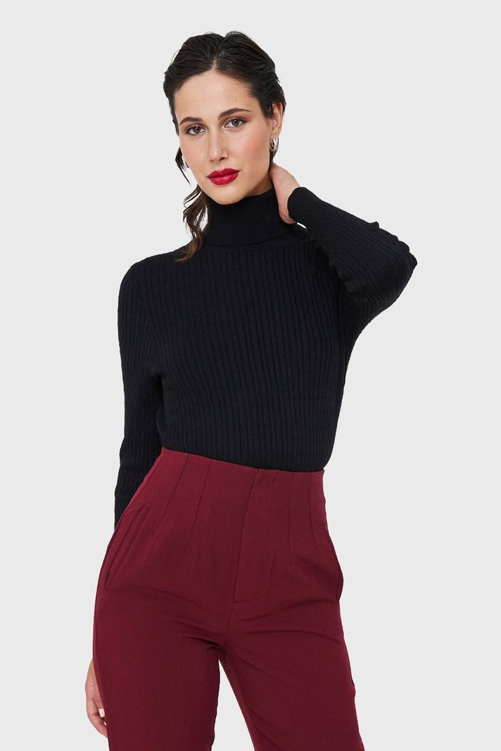 Sweater Tipo Cadenetas Negro Nicopoly-4