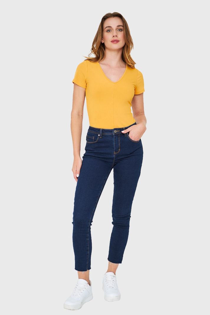 Body Acanalado Manga Corta Amarillo Nicopoly-1
