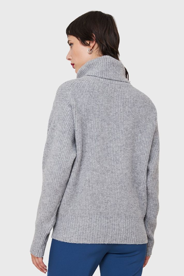 Sweater Acanalado Cuello Alto Gris Nicopoly-2