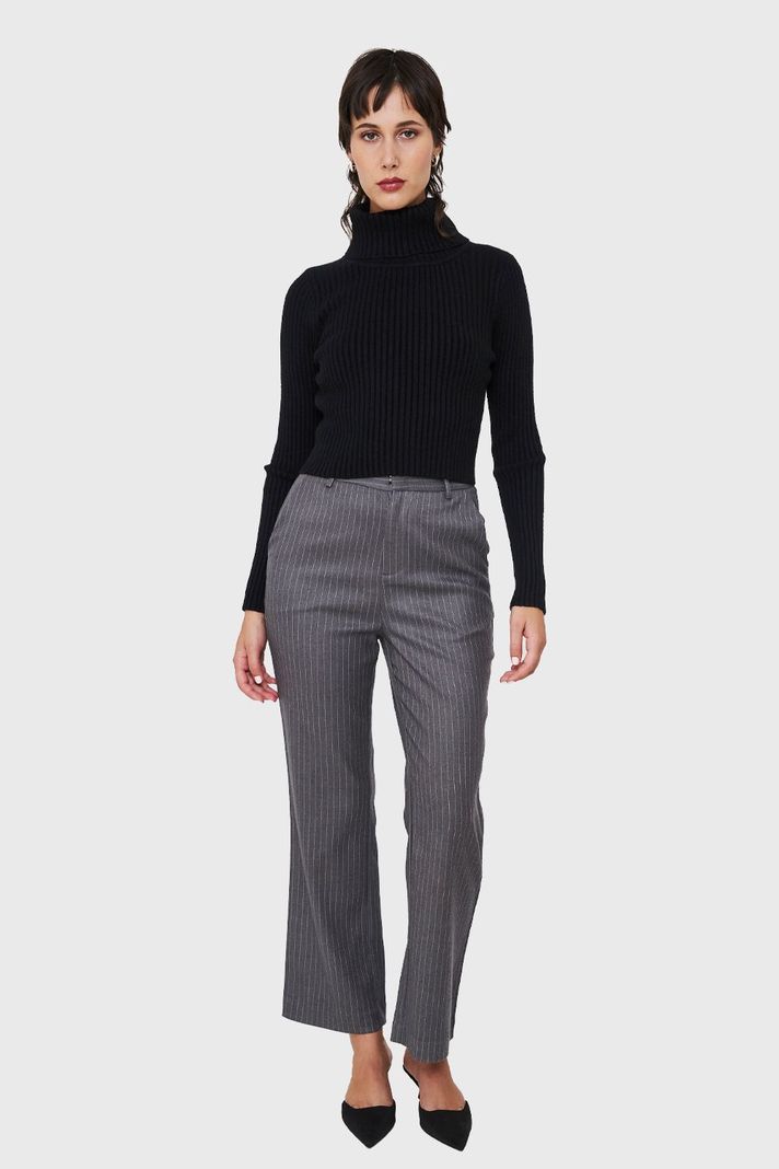 Sweater Crop Cuello Tortuga Negro Nicopoly-1