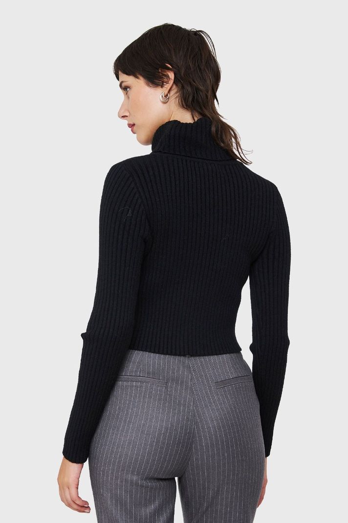 Sweater Crop Cuello Tortuga Negro Nicopoly-3