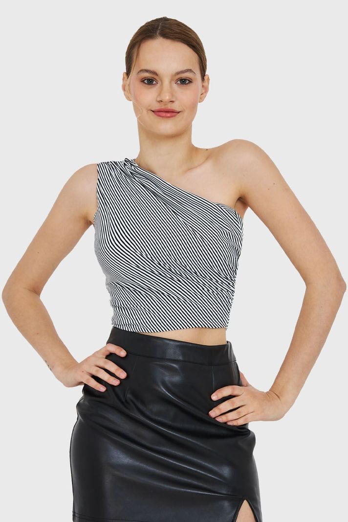 Crop Top Asimétrico Rayado Nicopoly-4