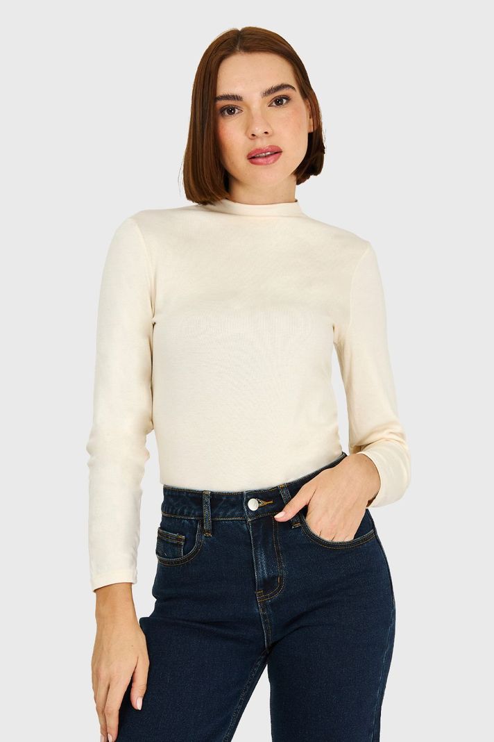 Polera Cuello Alto Blanco Invierno Nicopoly-0