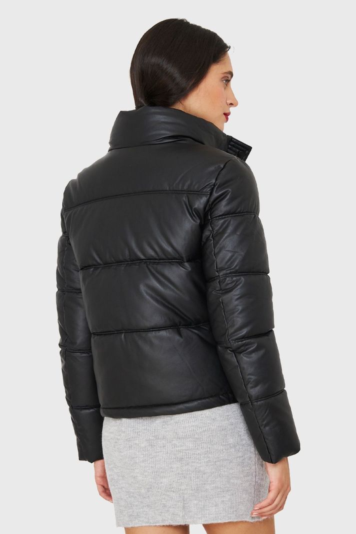 Parka Corta Tipo Ecocuero Negro Nicopoly-3