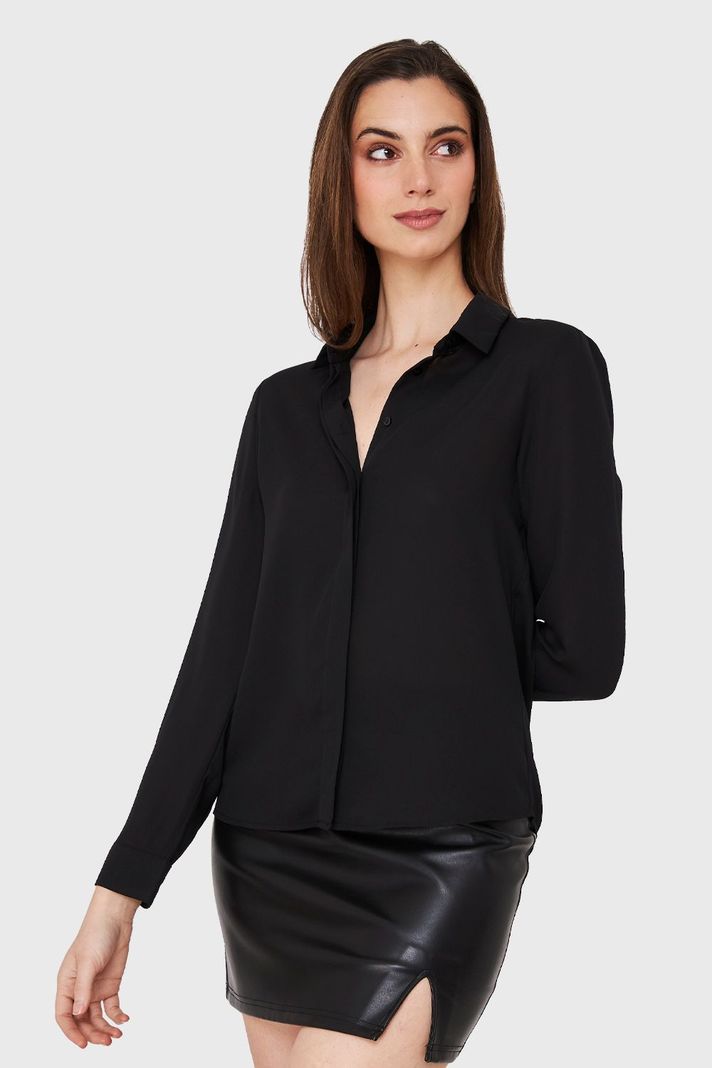 Blusa Botonera Invisible Negro Nicopoly-0