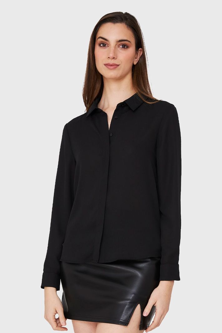 Blusa Botonera Invisible Negro Nicopoly-4