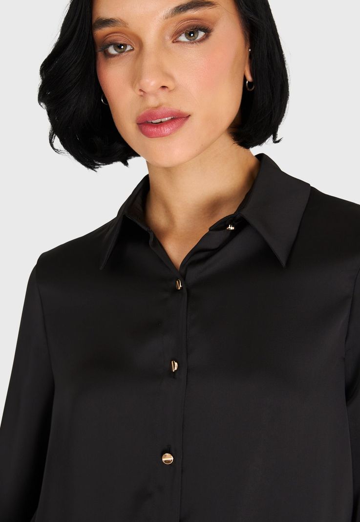 Camisa Básica Tipo Satín Negro Nicopoly-5