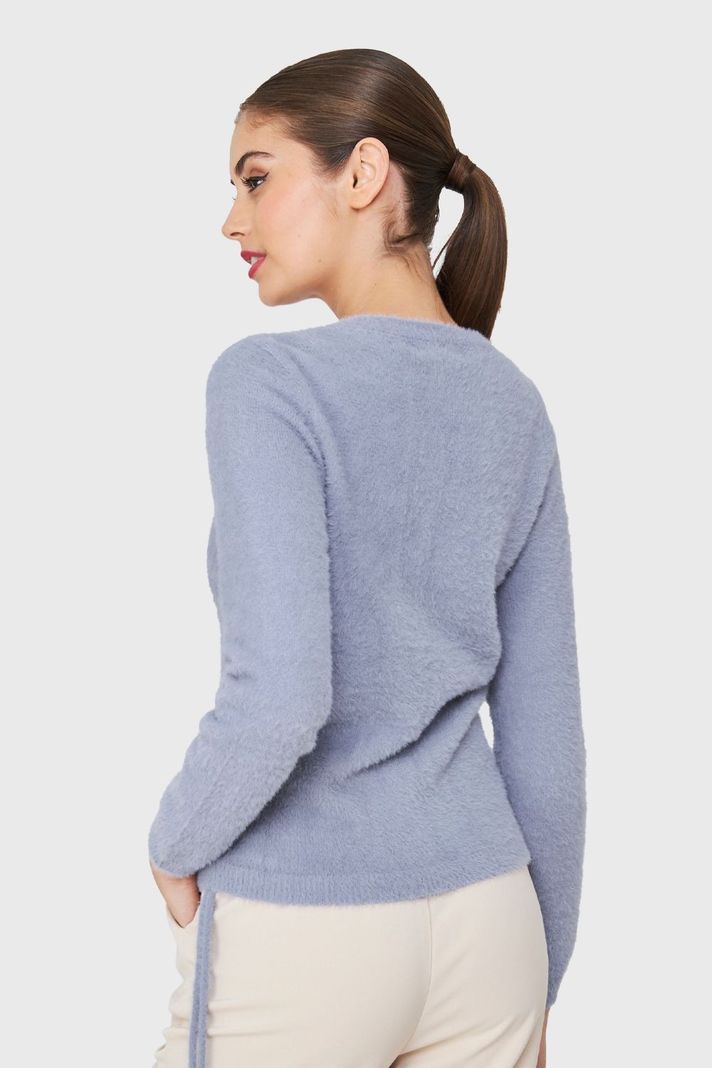 Sweater Peludo Recogido Lateral Gris Nicopoly-3