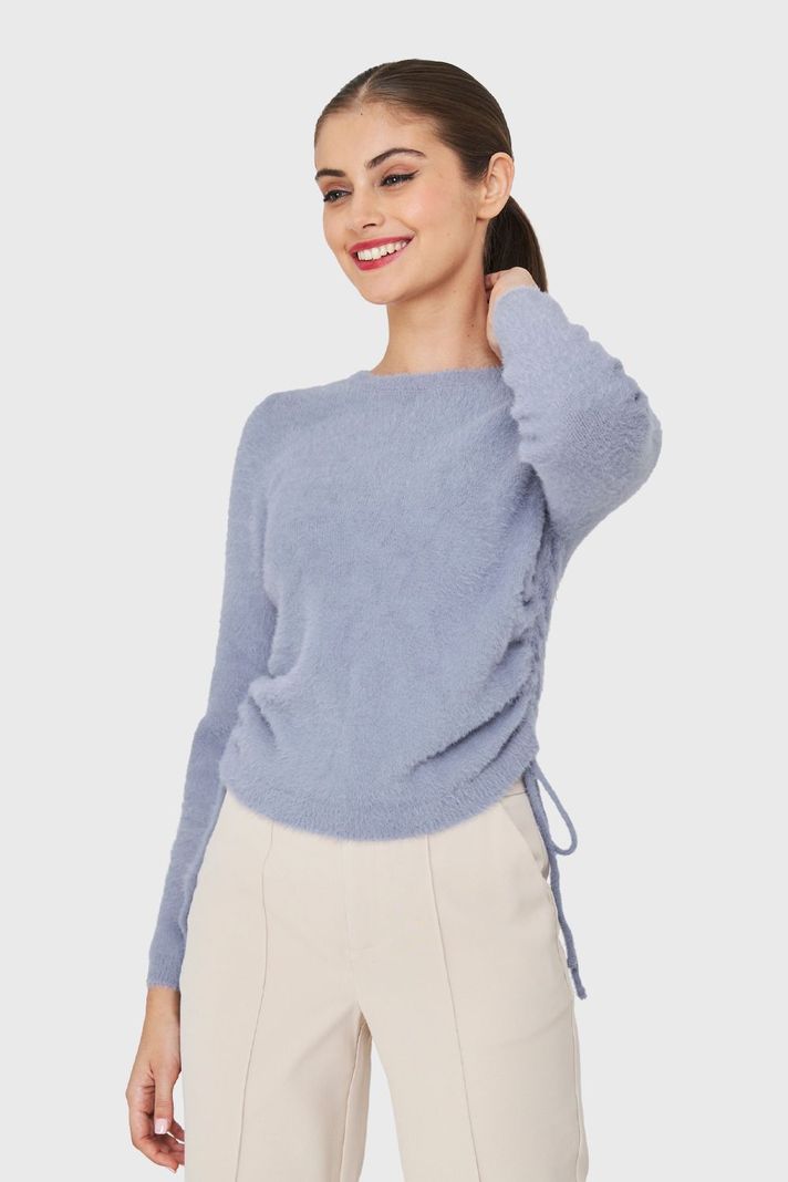 Sweater Peludo Recogido Lateral Gris Nicopoly-4