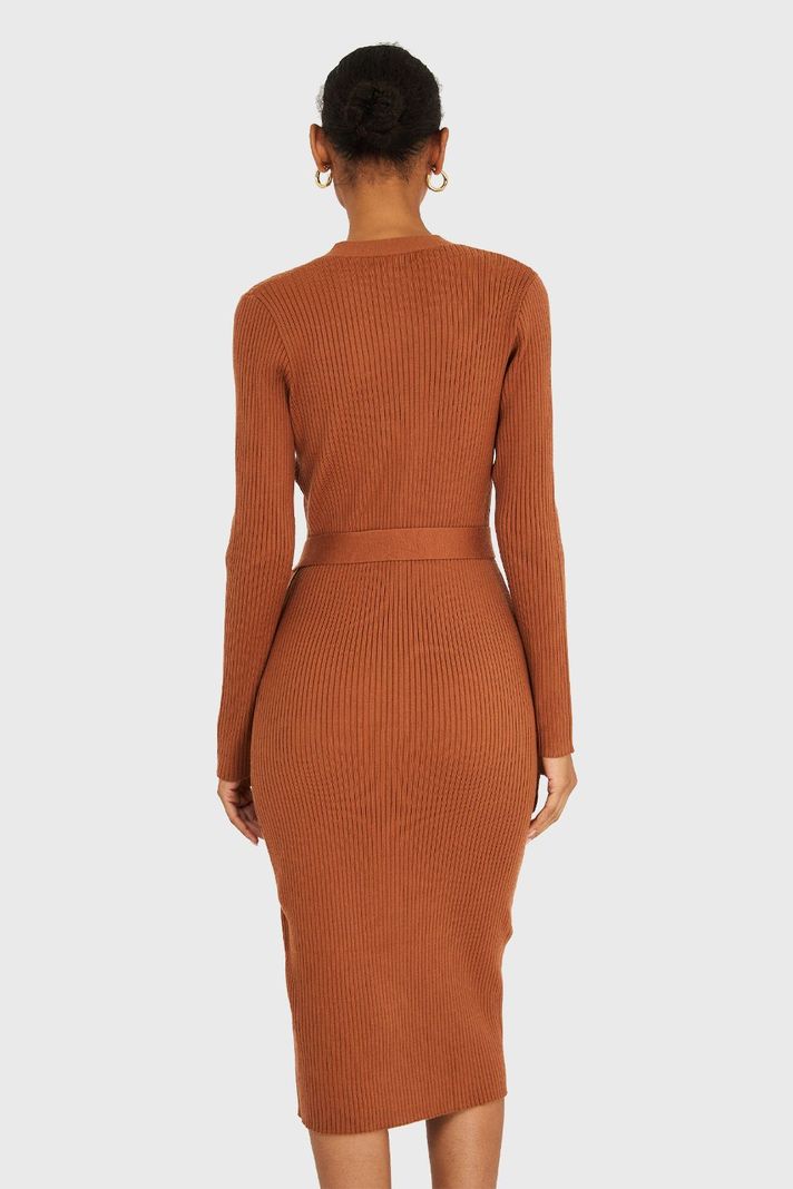 Vestido Sweater Midi Camel Nicopoly-3