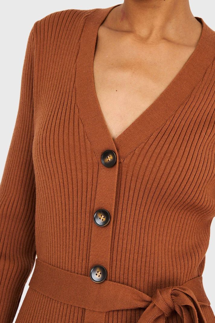 Vestido Sweater Midi Camel Nicopoly-5