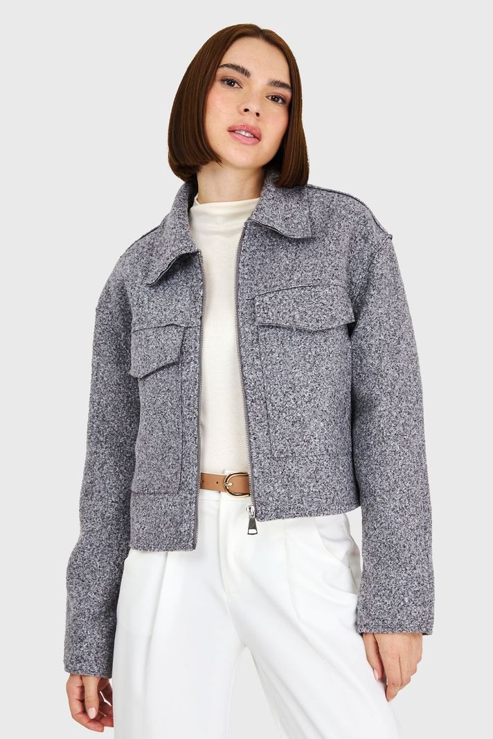 Chaqueta Bouclé Gris Nicopoly-0