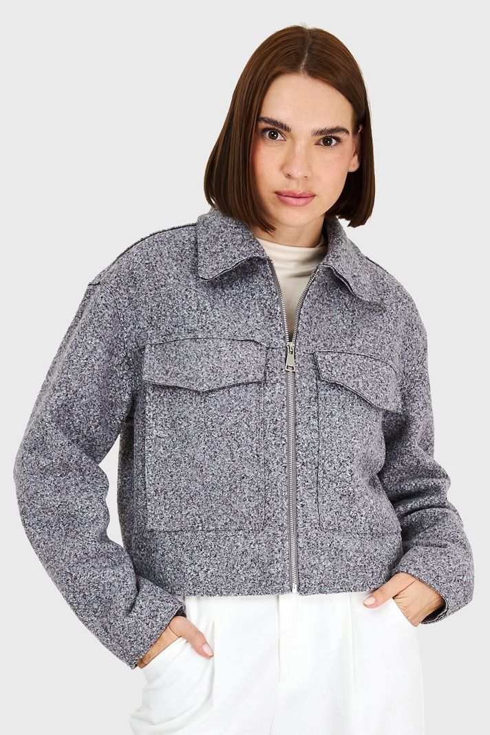 Chaqueta Bouclé Gris Nicopoly-4