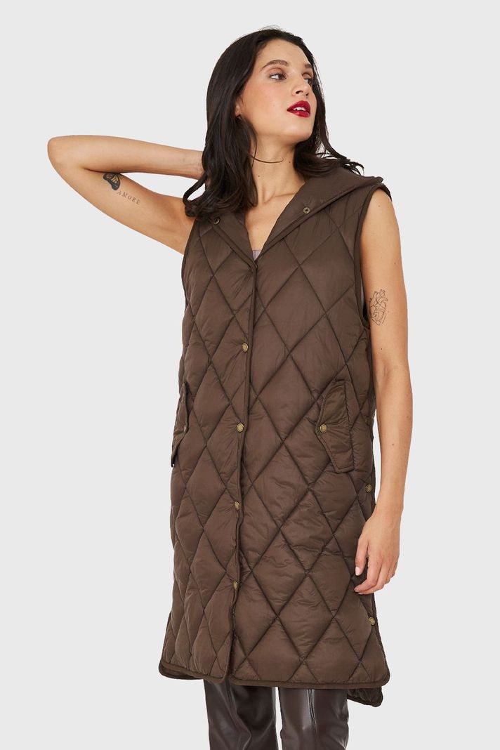 Parka Sin Mangas Quilt Marrón Nicopoly-0