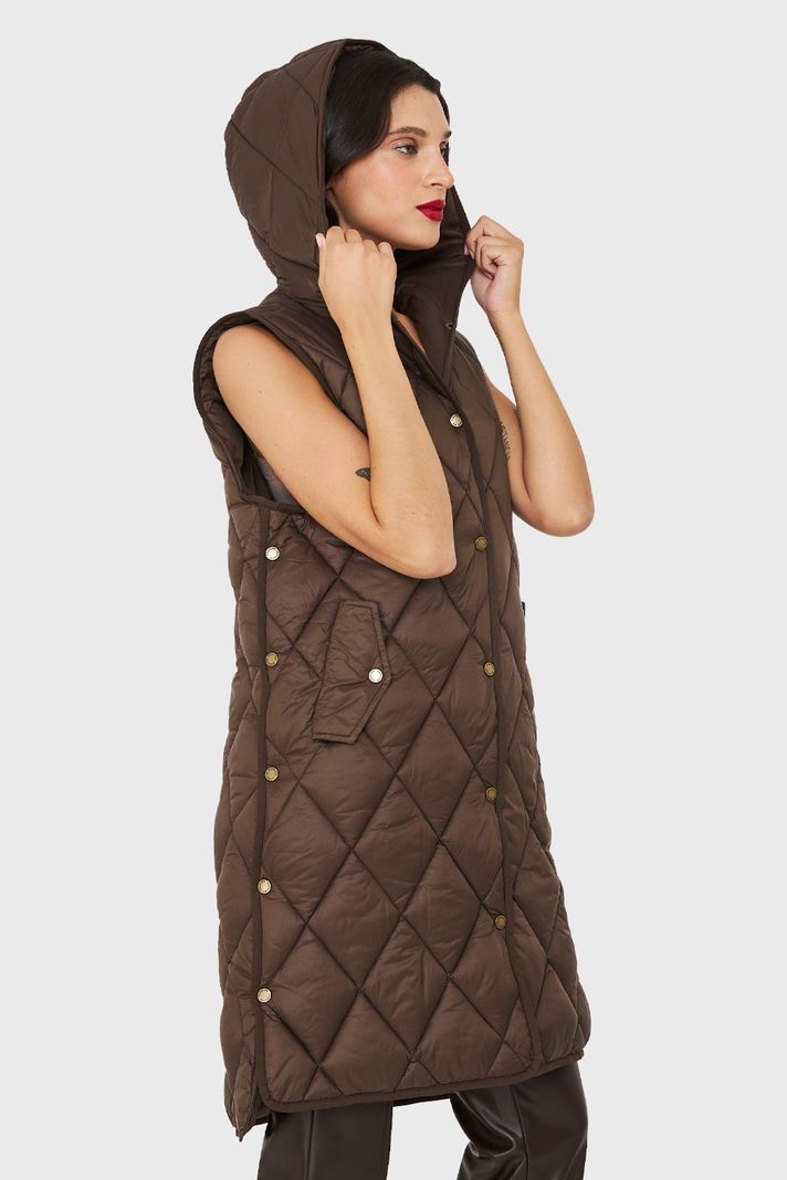 Parka Sin Mangas Quilt Marrón Nicopoly-2